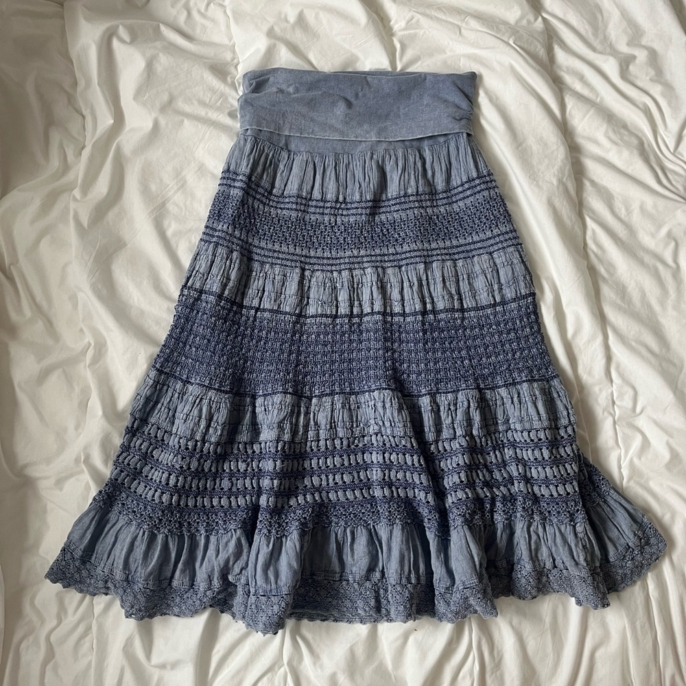 NOW AND THEN VINTAGE BLUE SKIRT